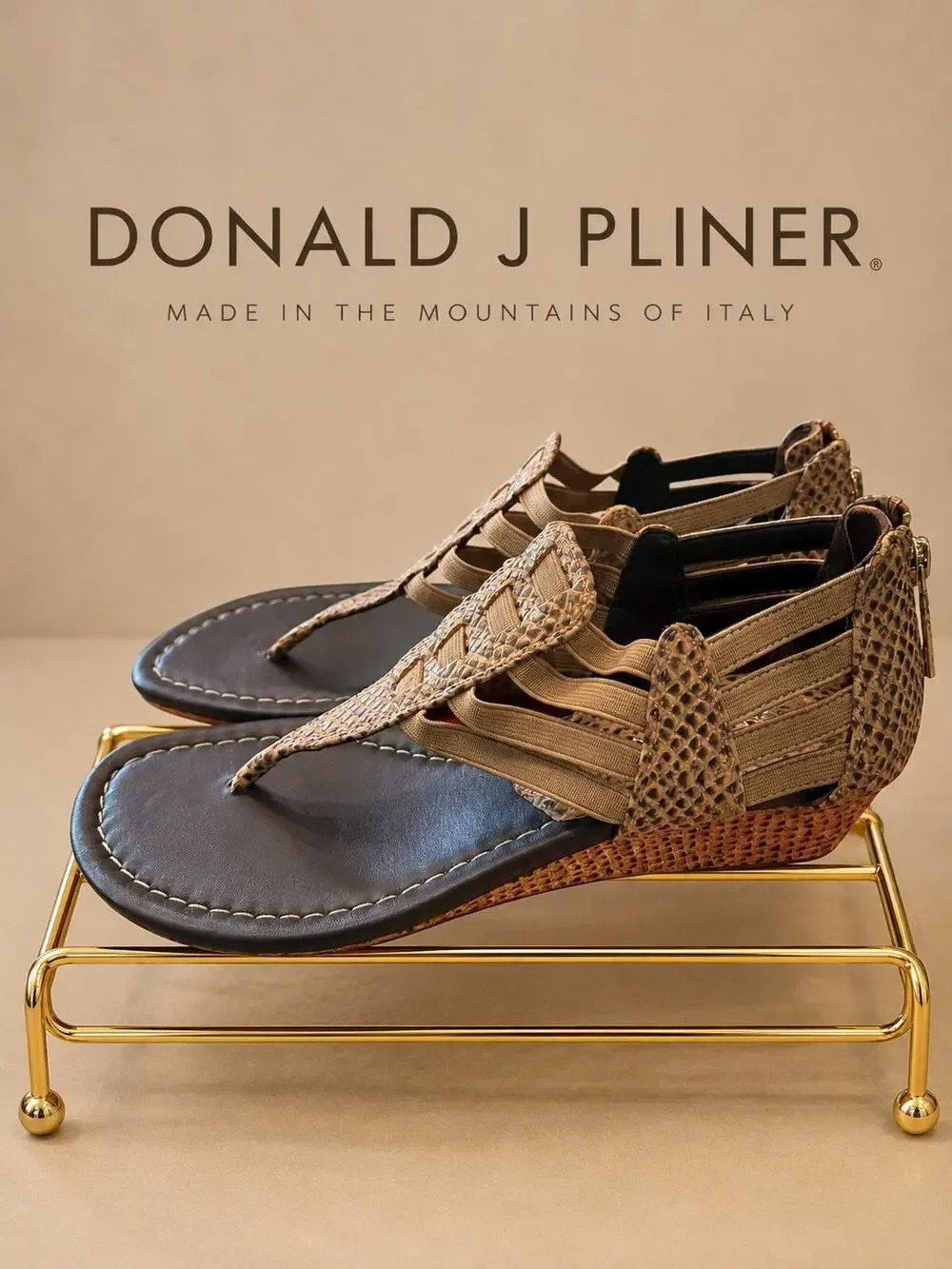 Donald J Pliner Deena-UF Snake Embossed Cork Sandals Natural 7.5 NIB